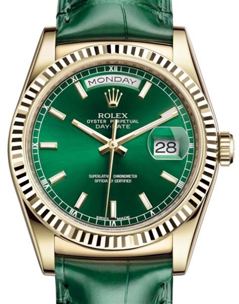 rolex day date green leather strap